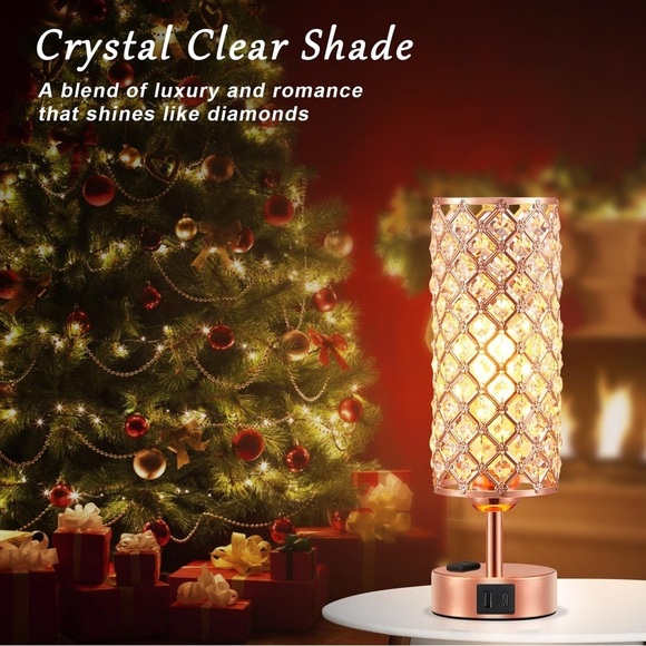 Rose Gold Set of Two Bedside Lamps Touch and Charging NWT - Picture 8 of 8